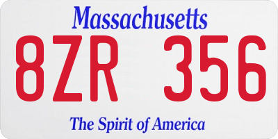 MA license plate 8ZR356