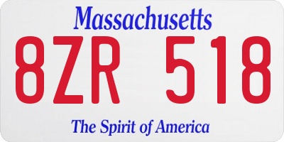 MA license plate 8ZR518