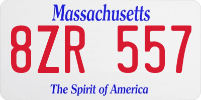MA license plate 8ZR557