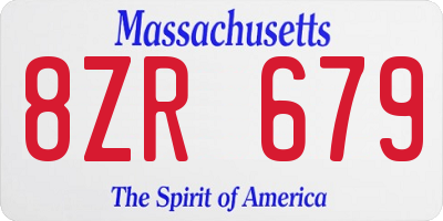 MA license plate 8ZR679