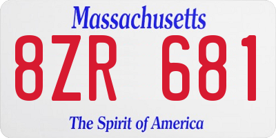MA license plate 8ZR681
