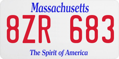 MA license plate 8ZR683