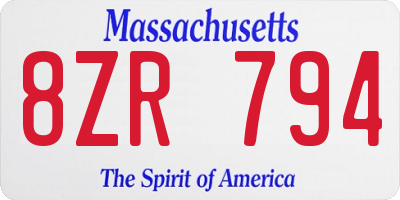 MA license plate 8ZR794