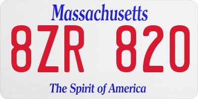 MA license plate 8ZR820