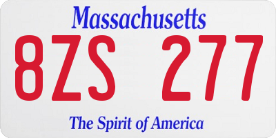 MA license plate 8ZS277