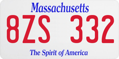 MA license plate 8ZS332