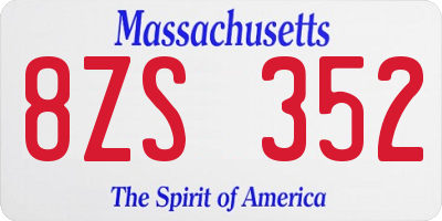MA license plate 8ZS352