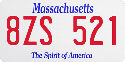 MA license plate 8ZS521