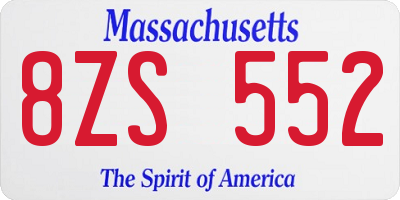 MA license plate 8ZS552