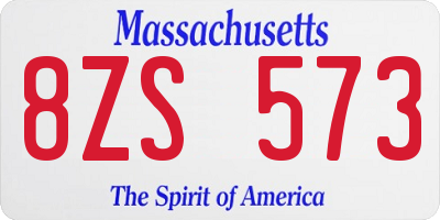 MA license plate 8ZS573