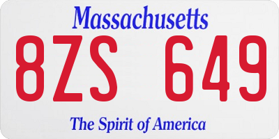 MA license plate 8ZS649