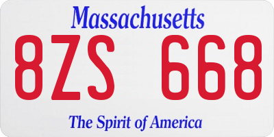 MA license plate 8ZS668