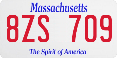 MA license plate 8ZS709