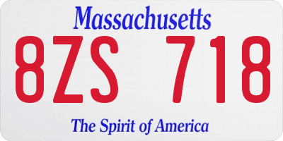 MA license plate 8ZS718