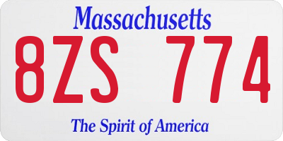 MA license plate 8ZS774
