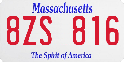 MA license plate 8ZS816