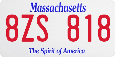 MA license plate 8ZS818