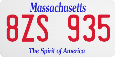 MA license plate 8ZS935