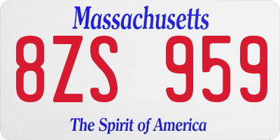 MA license plate 8ZS959