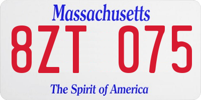 MA license plate 8ZT075