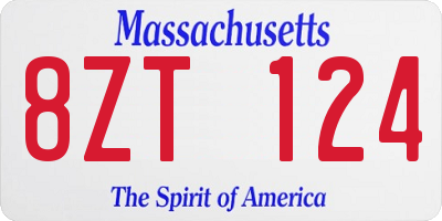 MA license plate 8ZT124
