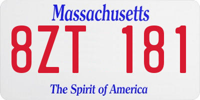 MA license plate 8ZT181