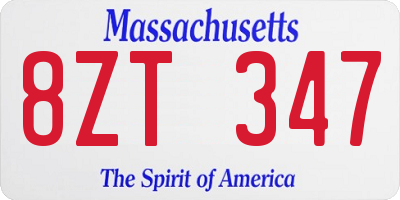 MA license plate 8ZT347