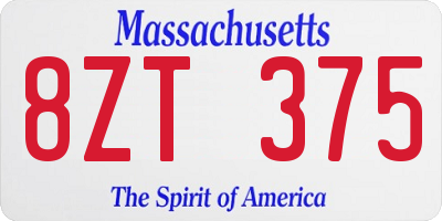 MA license plate 8ZT375