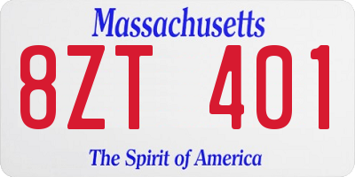 MA license plate 8ZT401