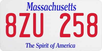 MA license plate 8ZU258