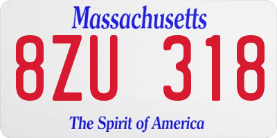 MA license plate 8ZU318