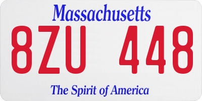 MA license plate 8ZU448