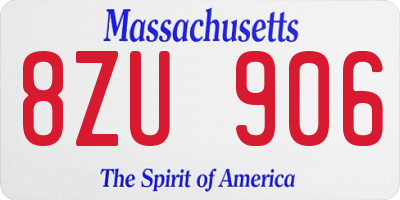 MA license plate 8ZU906