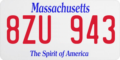 MA license plate 8ZU943