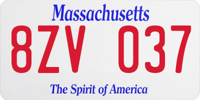 MA license plate 8ZV037
