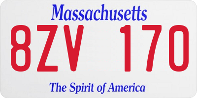 MA license plate 8ZV170