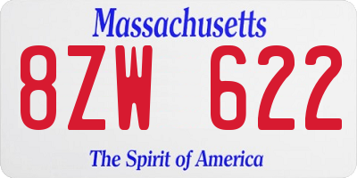 MA license plate 8ZW622