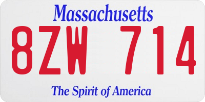 MA license plate 8ZW714