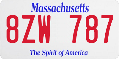 MA license plate 8ZW787