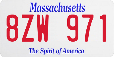 MA license plate 8ZW971