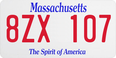 MA license plate 8ZX107