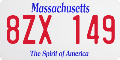 MA license plate 8ZX149
