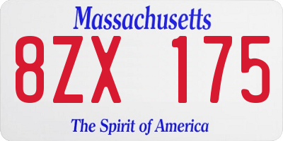 MA license plate 8ZX175
