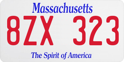 MA license plate 8ZX323