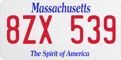 MA license plate 8ZX539