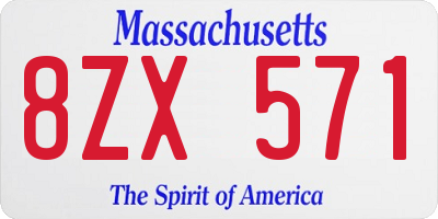 MA license plate 8ZX571