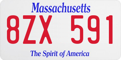 MA license plate 8ZX591