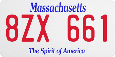MA license plate 8ZX661
