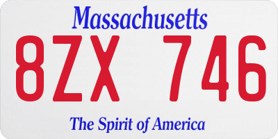 MA license plate 8ZX746