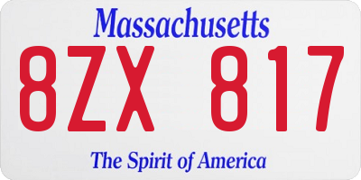 MA license plate 8ZX817